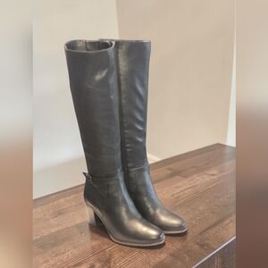 Women Vintage Leather Black Tall Boots By Naturalizer Size 8M